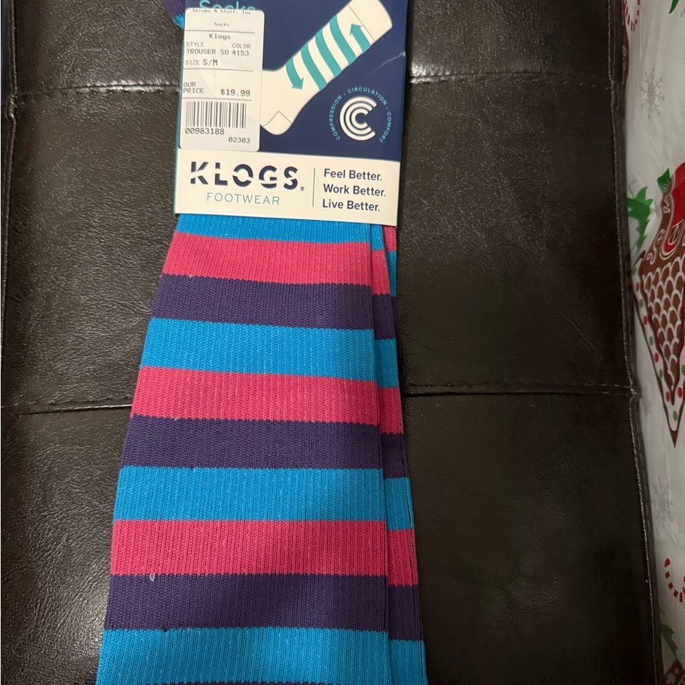 Klogs compression Striped Socks - Blue and Pink s/m